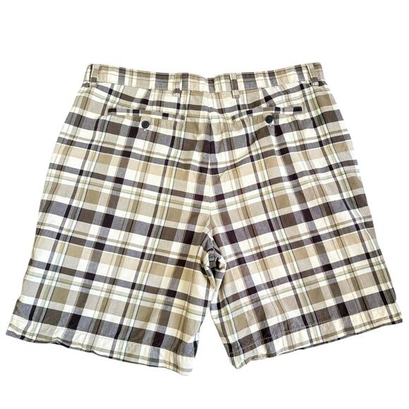 Land’s End Bermuda Preppy Golf Outdoor Plaid Shorts Mens 38 Cotton Brown Beige - Picture 5 of 6